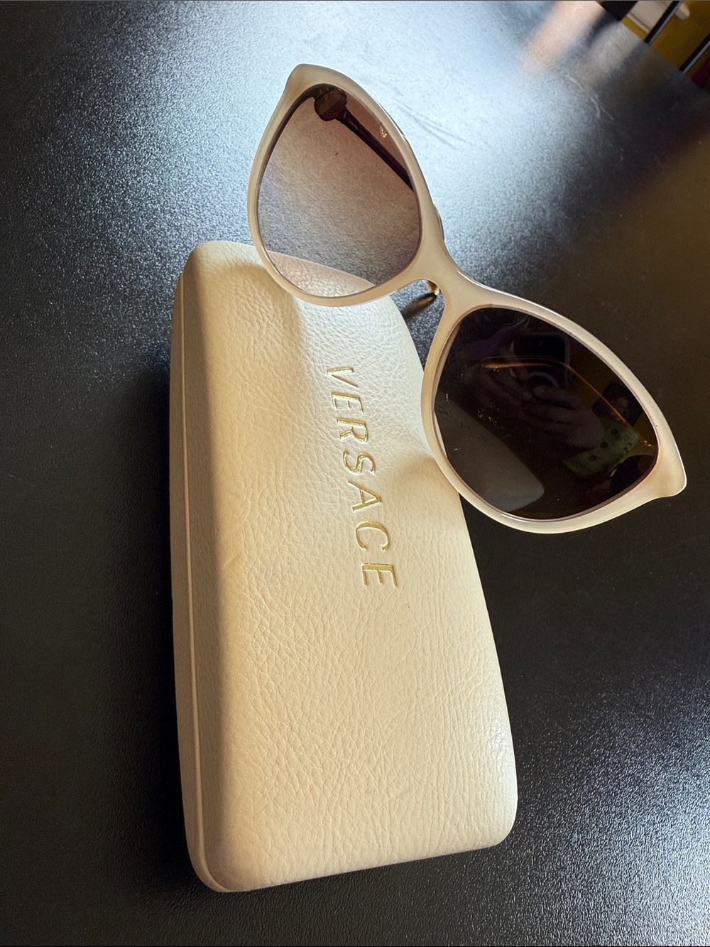 Versace White Cat-Eye Sunglasses with Gradient Brown Lenses